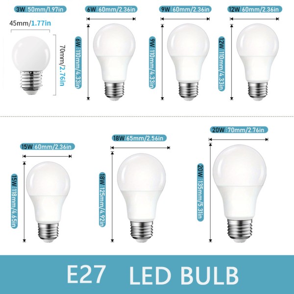 호환 2pcs E27 LED PIR 모션 센서 전구 AC220V 6W 9W 12W 15W 18W 20W 자동 ON/OFF 야간 조명 거실 홈 주차 8,500원