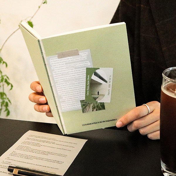 쫙펴지는 실제본 노트 데일리 일상 아카이빙 모눈 그리드 무지 스크랩노트 9,400원