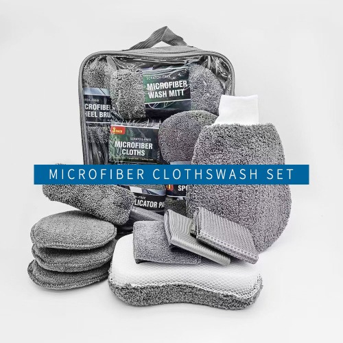 [재고 정리 세일]자동차 미용 청소세트 , 가정용 세차 핸드글로브, 수건, 닦는 수납, 왁스 바르는 스폰지, 휠훅 브러시 자동차 셀프세차 품세트 새차선물, 1세트 9,700원