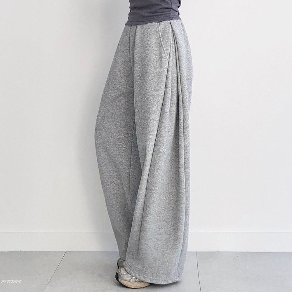 FITOJIM 여성 사이드 핀턱 밴딩 와이드 팬츠 트레이닝 바지, 현재가 13,900원