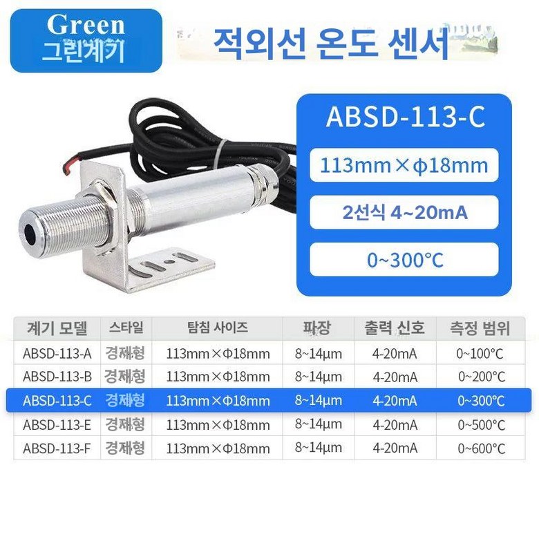 산업용 비접촉 적외선 온도센서 정밀 온도측정기 표면 84,900원