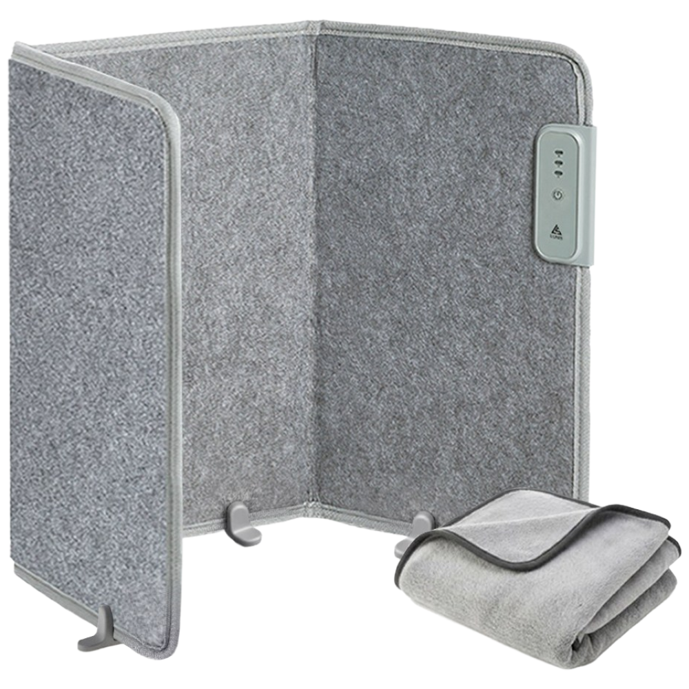 루니스 발난로 파티션 히터 (+무릎담요) 히팅패드 전기 난로 사무실 온열기, 3면, 그레이, 현재가 37,900원