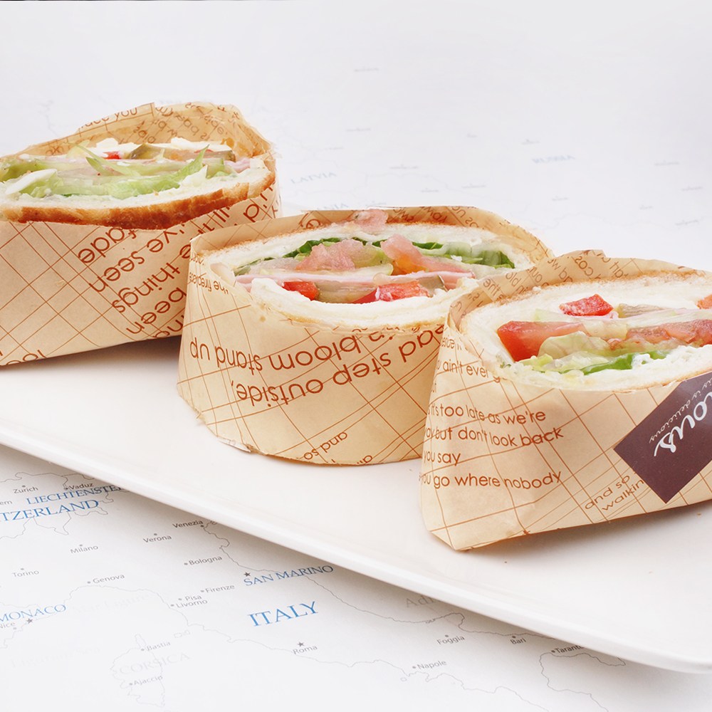 샌드위치포장지 영문베이지유산지, O3333 (33x33cm), 500장 30,000원