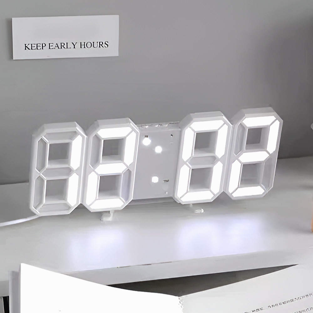하루포유 밝기조절 감성 LED 디지털 벽시계, 화이트 16,700원