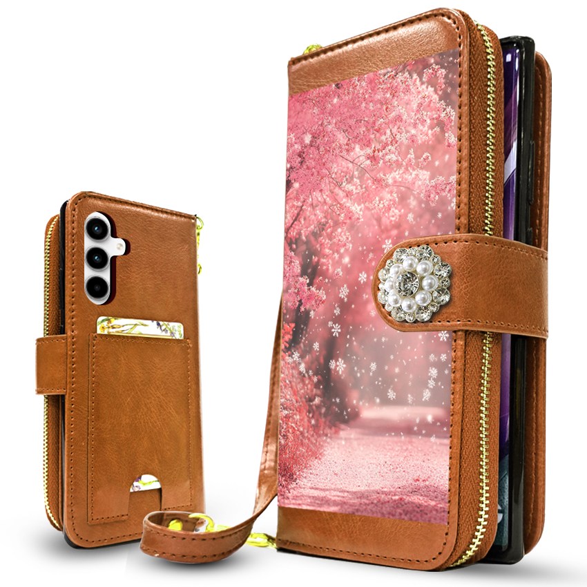유미폰 벚꽃풍경 DIA 포켓 지갑형 수납형 다이어리 내구성 좋은 다이어리 핸드폰 케이스 + 손목 줄 가죽 스트랩 23,900원