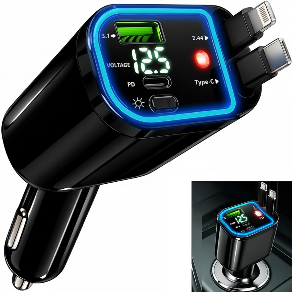 암나아 4포트 릴타입 시거잭 차량용 고속 충전기 12,490원