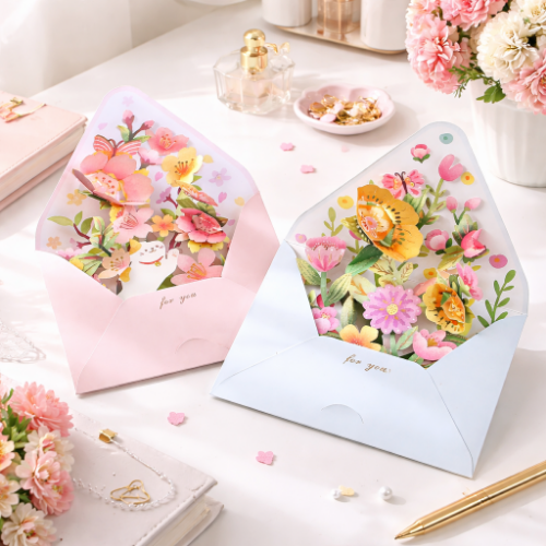 일상채움 플라워 고양이 입체 축하 메세지 카드 2종, 2개, 핑크+블루 8,900원