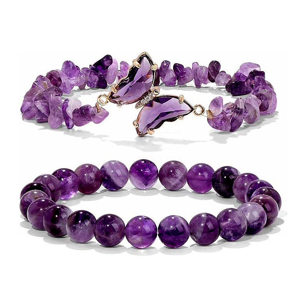 웰리나 1+1 천연 자수정 팔찌 세트 나비 팔찌 여성 팔찌 15,900원