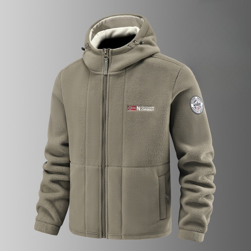 겨울 핫템 남성 후드 집업 이중 보온 플리스 라이닝 두꺼운 자수 아웃도어 점퍼 47,500원