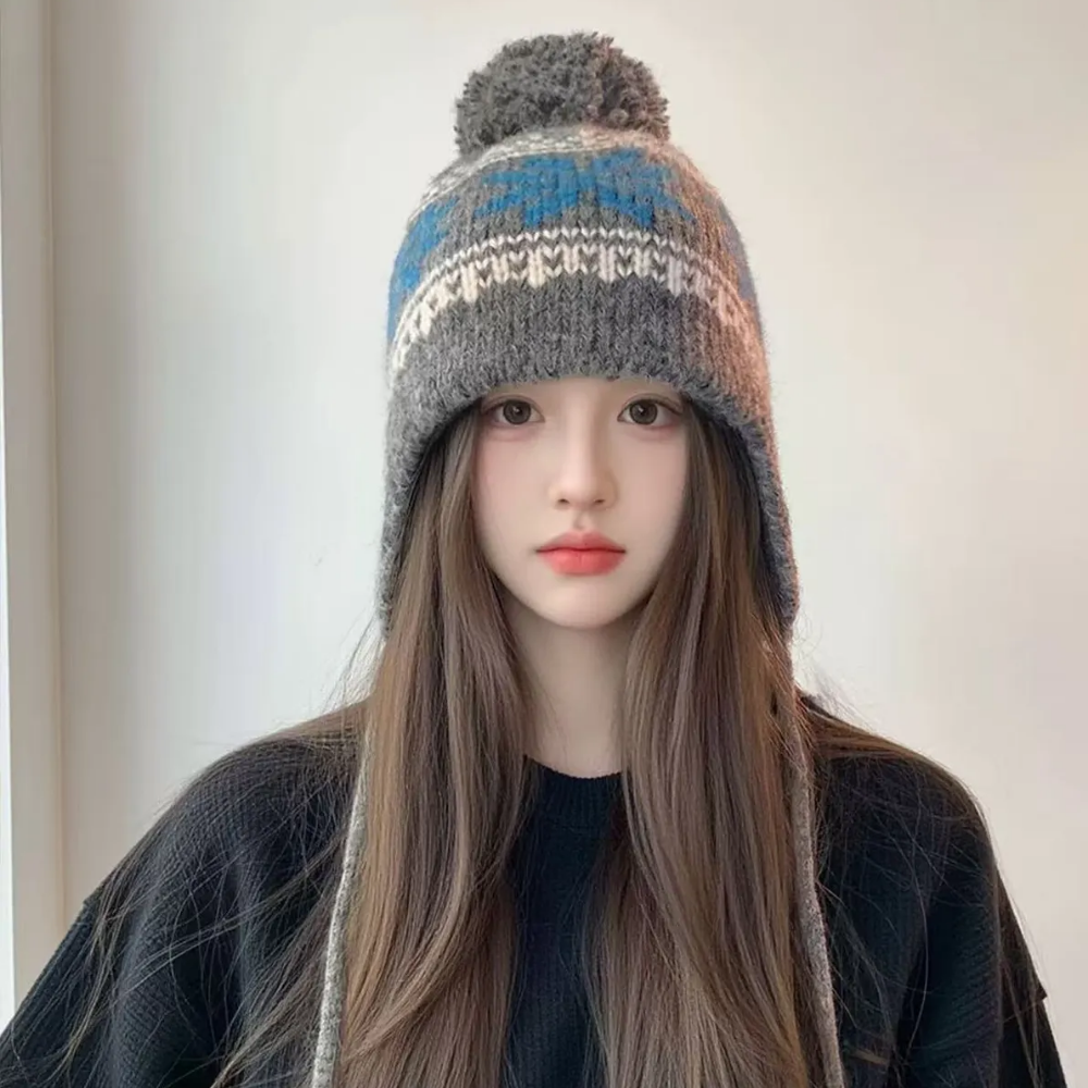 HALOPICK 스노우 방울 니트 보닛햇 귀도리 모자 20,070원