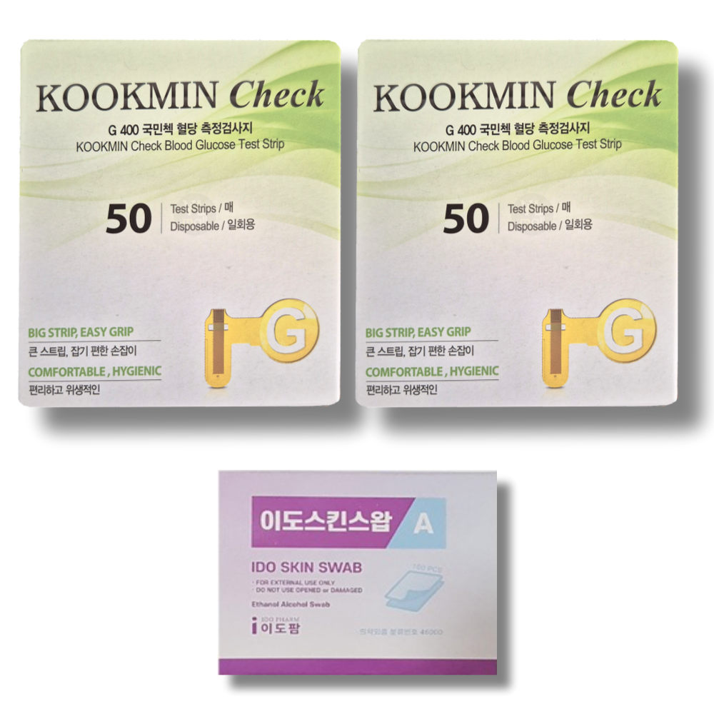 녹십자 국민첵 혈당검사지 100매+채혈침100개+알콜솜100매 g400 kookmincheck 29,700원