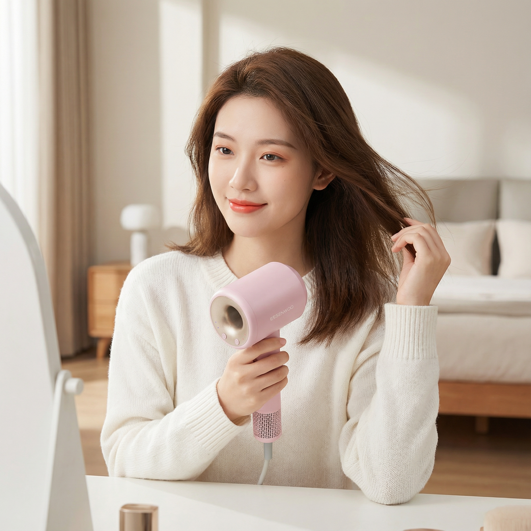 ESSENWOO 초고속 음이온 PRO 무엽 드라이어 BLDC 무소음 헤어드라이기 1초 풍량 초강력, PINK PRO 35,900원