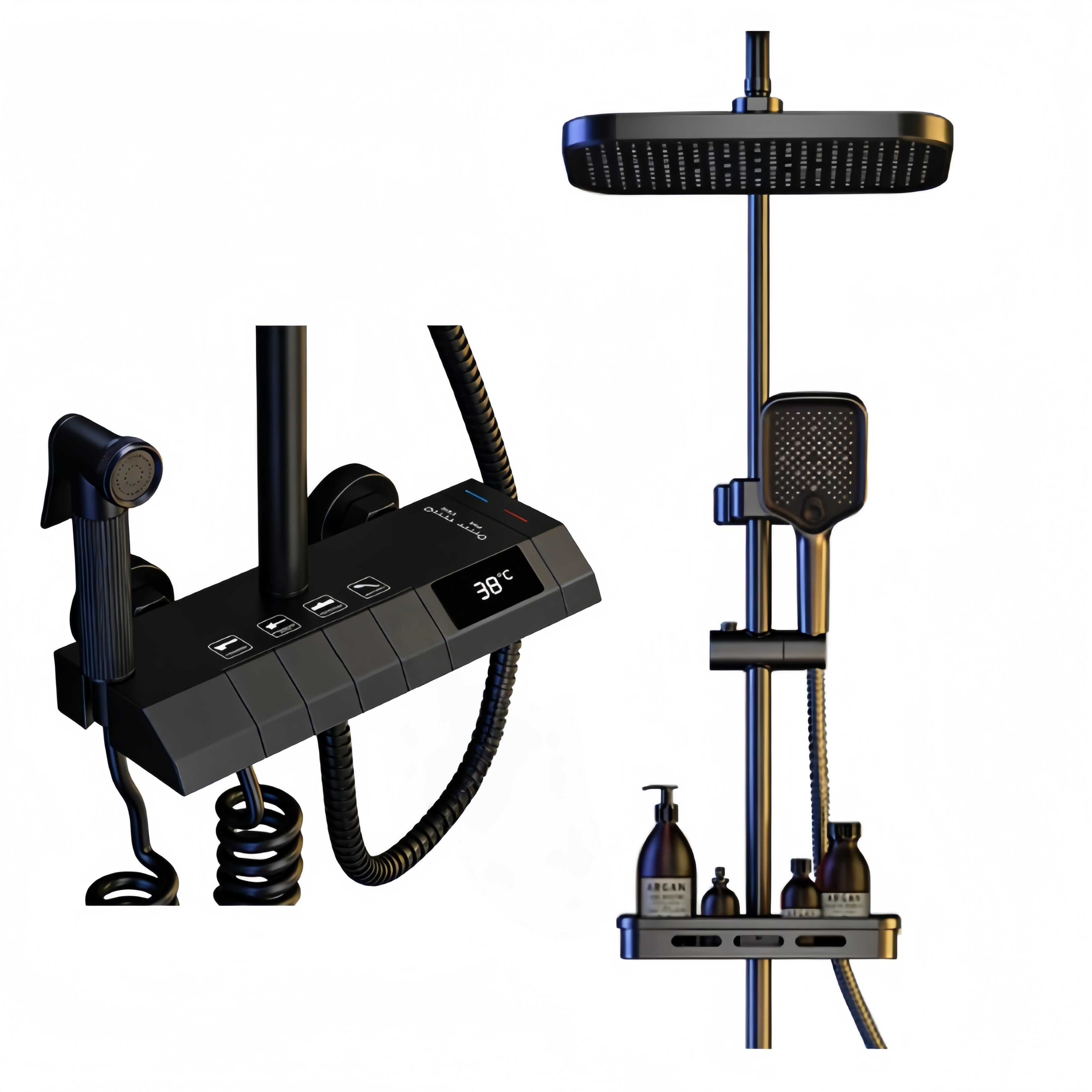해바라기 샤워기 세트 4단 조절 가능 수온 표시 선반형 수납 가능한 스마트 샤워기 세트 89,800원