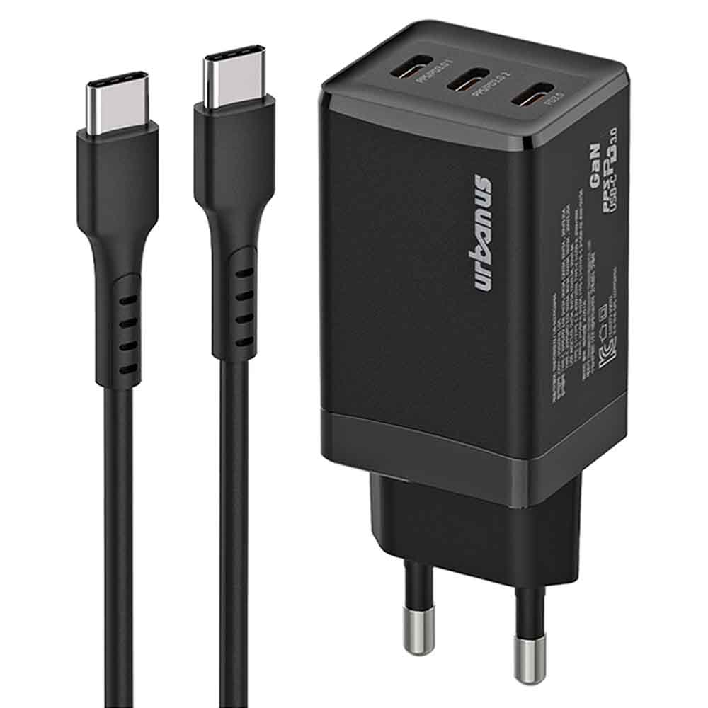 어반어스 GaN 67W 미니 C타입 3포트 PD PPS 초고속 충전기 65W C TO C 케이블 1.5m 13,900원