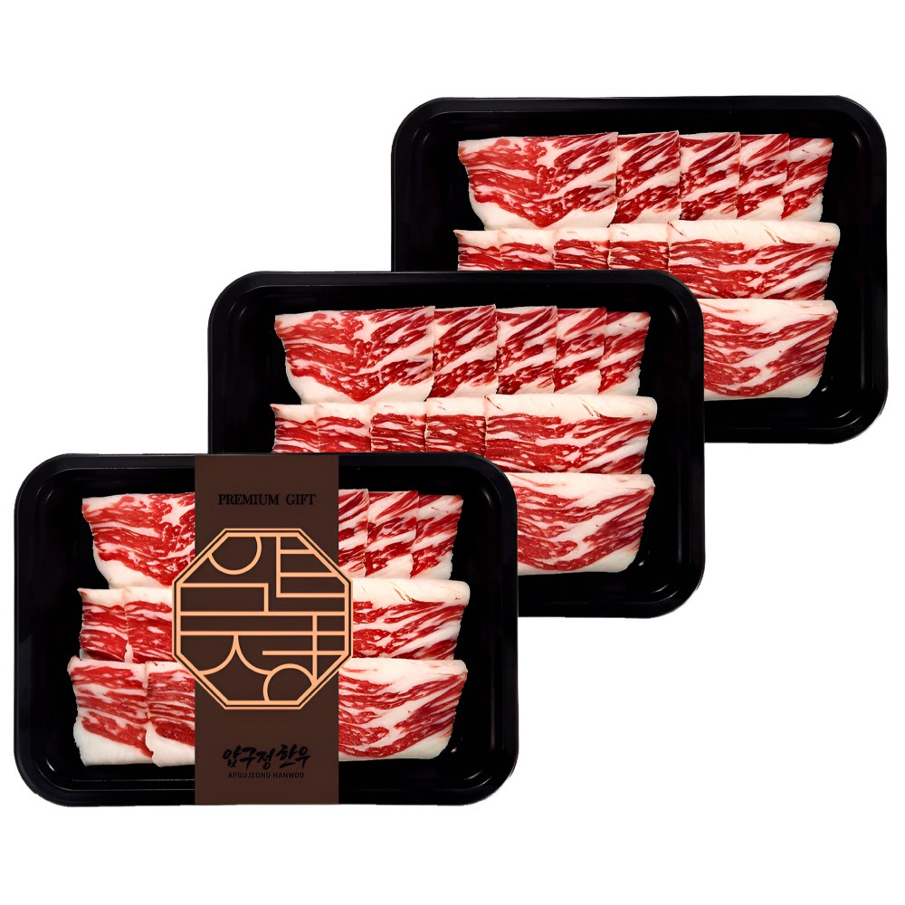 압구정한우 1++ 한우 차돌박이 600g (200gx3팩) 냉동 구이용 슬라이스 샤브샤브 국거리 불고기 볶음 최상급 국내산 투뿔 마장동 정육 프리미엄 바베큐 캠핑 홈파티 소고기, 200g, 3개 78,900원