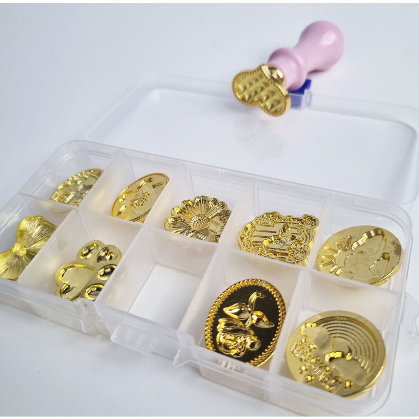 에이플렉스 실링왁스 스탬프 아연 합금 실링스탬프10종+손잡이+케이스 세트 7,900원