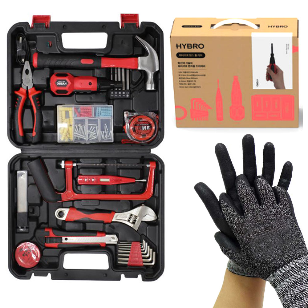 하이브로 맘스 홈키트 전동드라이버 공구 + 작업장갑 랜덤발송 세트, 1세트, 13종 62,400원