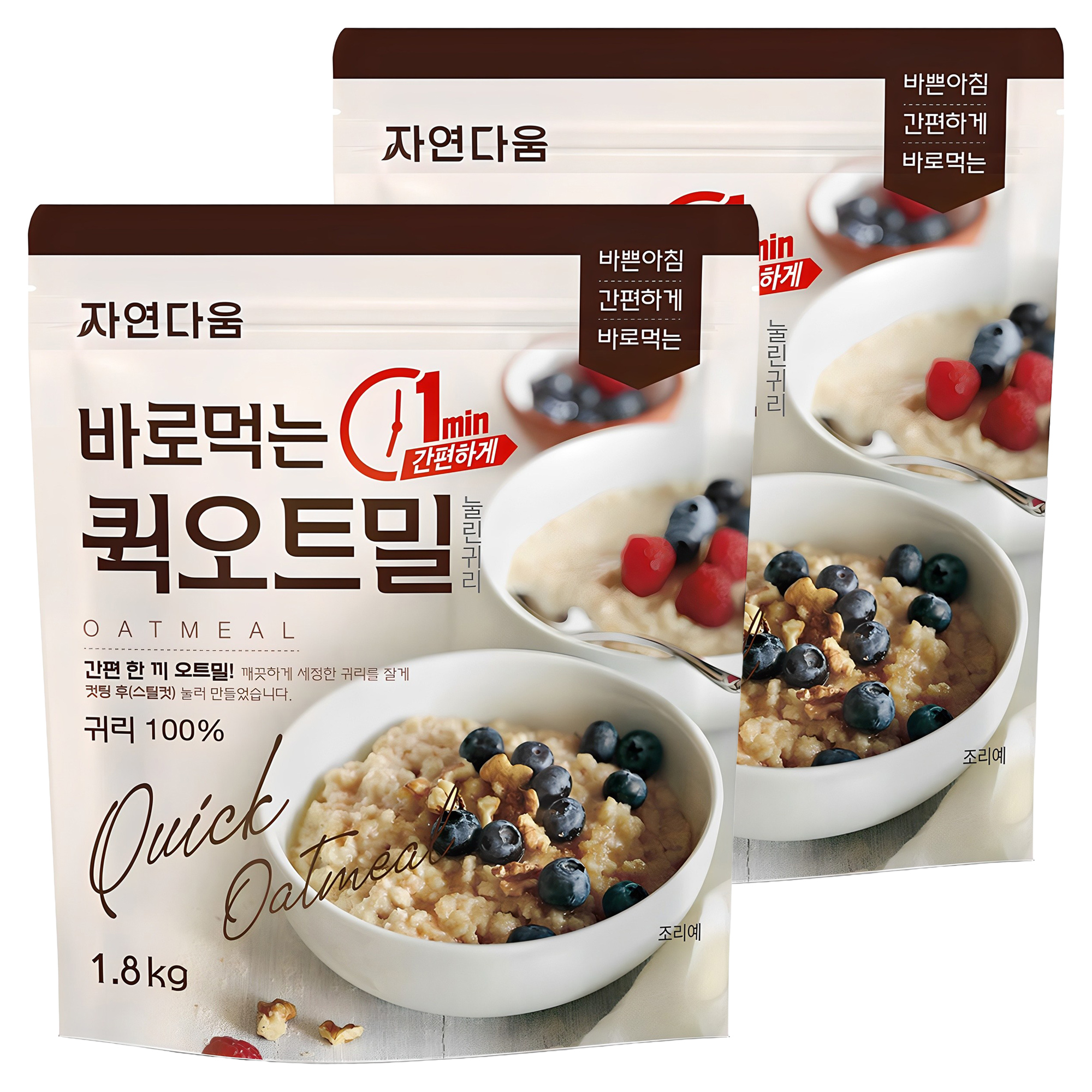 자연다움 바로먹는 퀵 오트밀, 1.8kg, 2개 17,900원