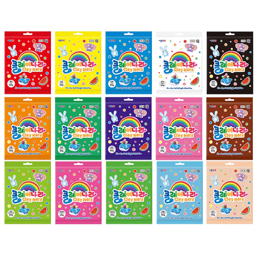 종이나라 클레이나라 50g 15색 세트 (실링백 포장) 16,900원