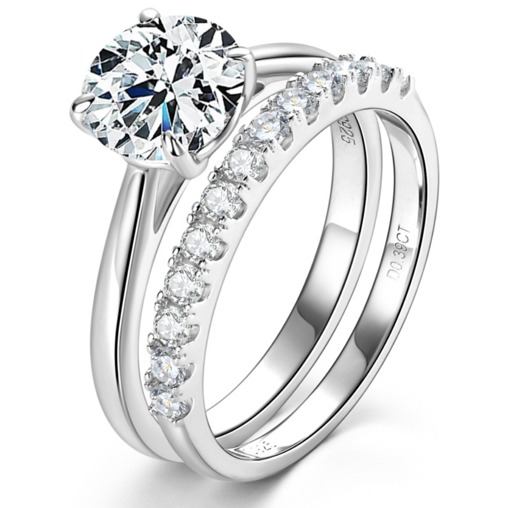 실버925 모이사나이트 2캐럿 반지 세트 GRA보증서 웨딩밴드 약혼반지 주얼리 선물 123,180원