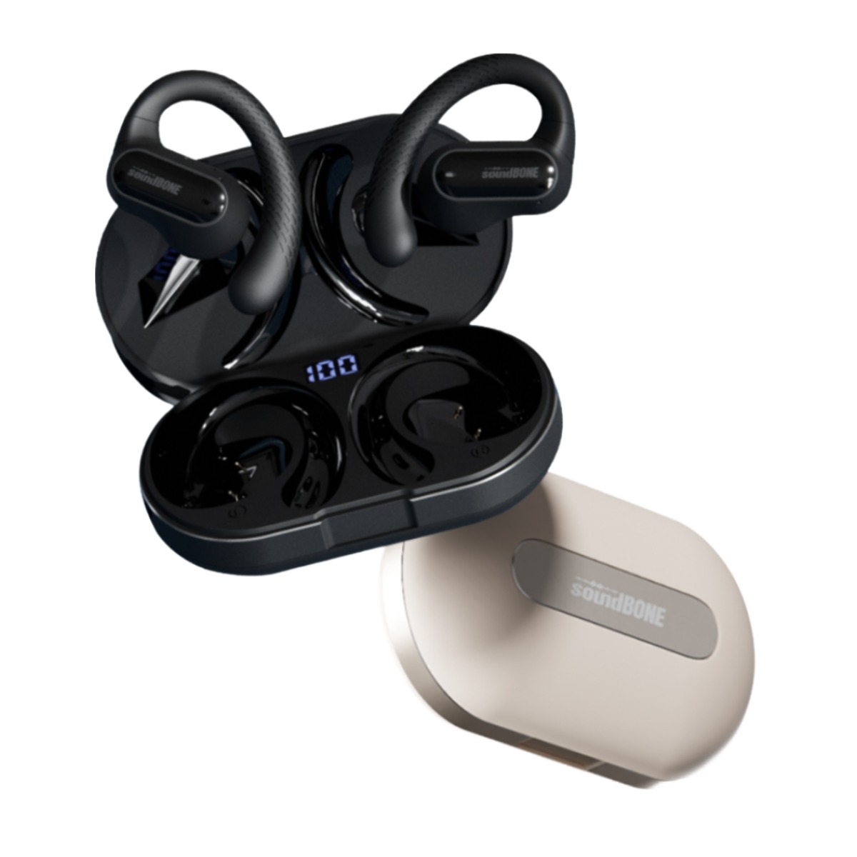 사운드본 골전도 블루투스 이어폰 오픈형 무선 에어전도 스포츠 핸즈프리 SE01, 블랙+베이지 207,000원