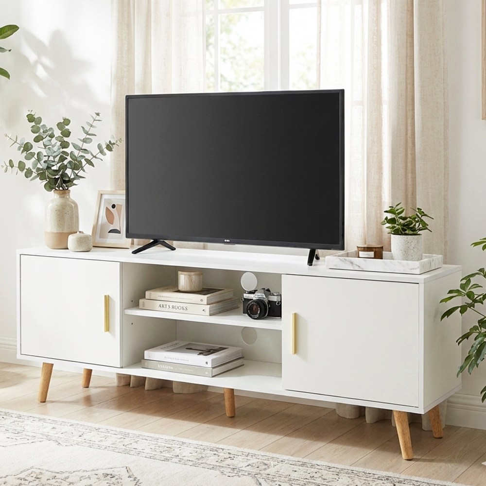 KOTTII 모던 나무 TV다이, 거실용 수납장 도어 2개 포함 51,900원