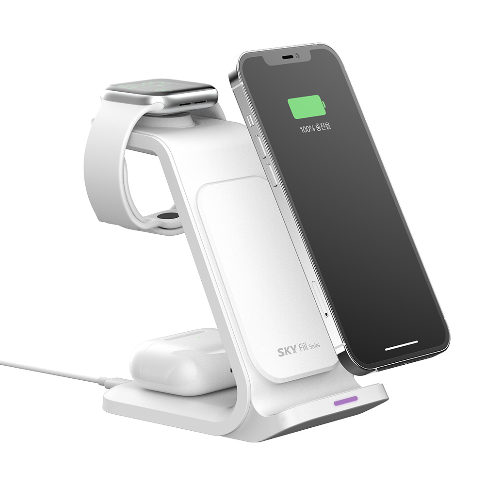 SKY 필 W55A 3in1 아이폰 애플워치 에어팟 20W 고속 무선충전 스탠드, 폴라 화이트, 1개 14,990원