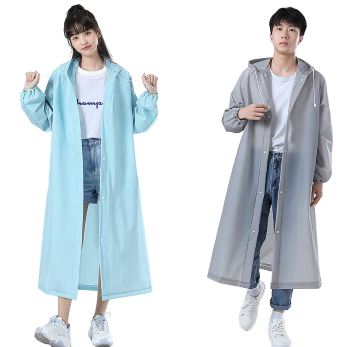 MJ21 성인 커플 다회용 EVA 우비 [1+1세트] 9,970원