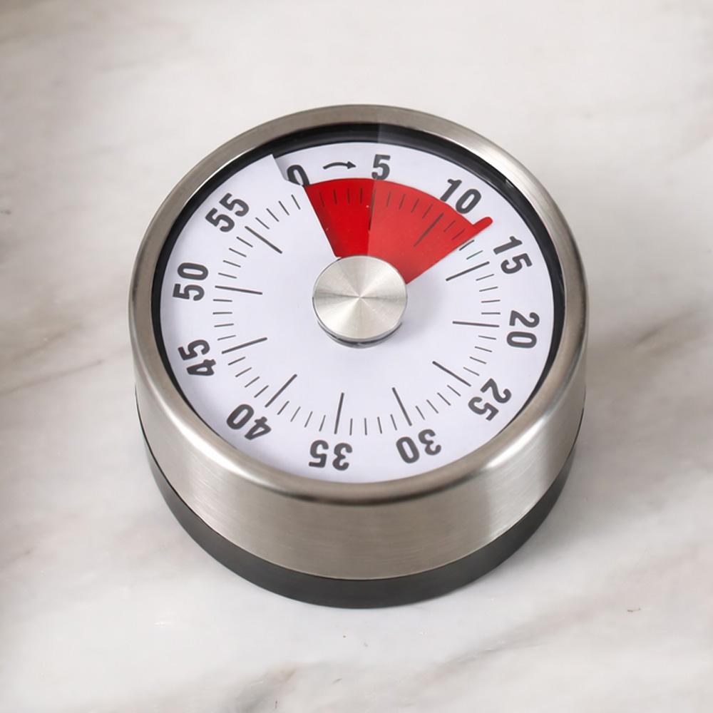 아날로그 심플 원형 타이머 주방 쿠킹 자석 타이머 배터리 필요없음, 1개, 실버 6,900원