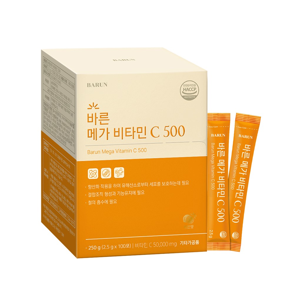바른 메가 비타민C 영국산 분말 스틱 100포, 2.5g, 1박스 14,500원