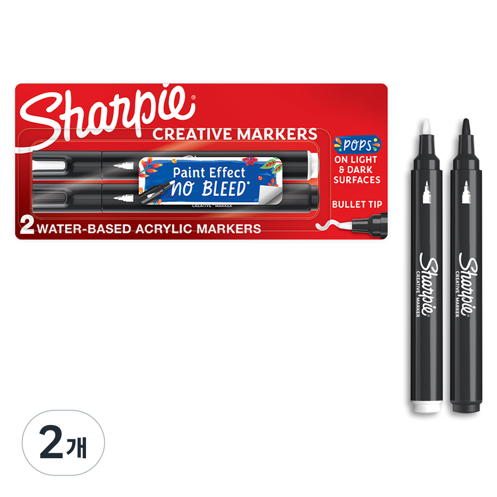 샤피 크리에이티브 수성 아크릴 마커 총알팁, 2개, 2색 8,800원