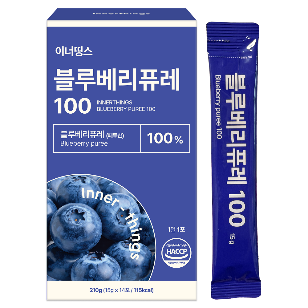 블루베리 퓨레 100% NFC 스틱 HACCP 인증, 1개, 210g 17,900원