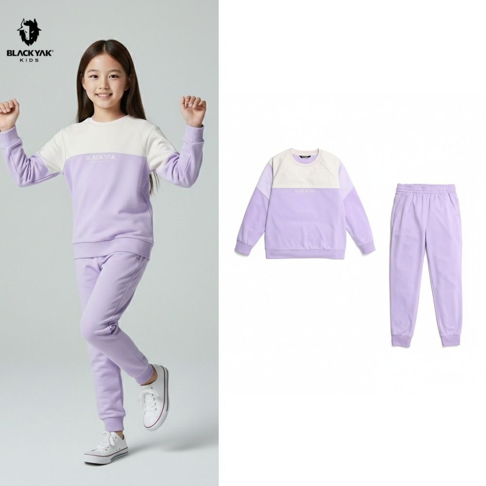 [백화점정품] [백화점 출고] 블랙야크 키즈 상하복 세트 여아 위크 맨투맨 조거 팬츠 바지 라이트 퍼플 상하세트 1BKSES3907LP 잦은 세탁에도 처음 핏 그대로 137,640원