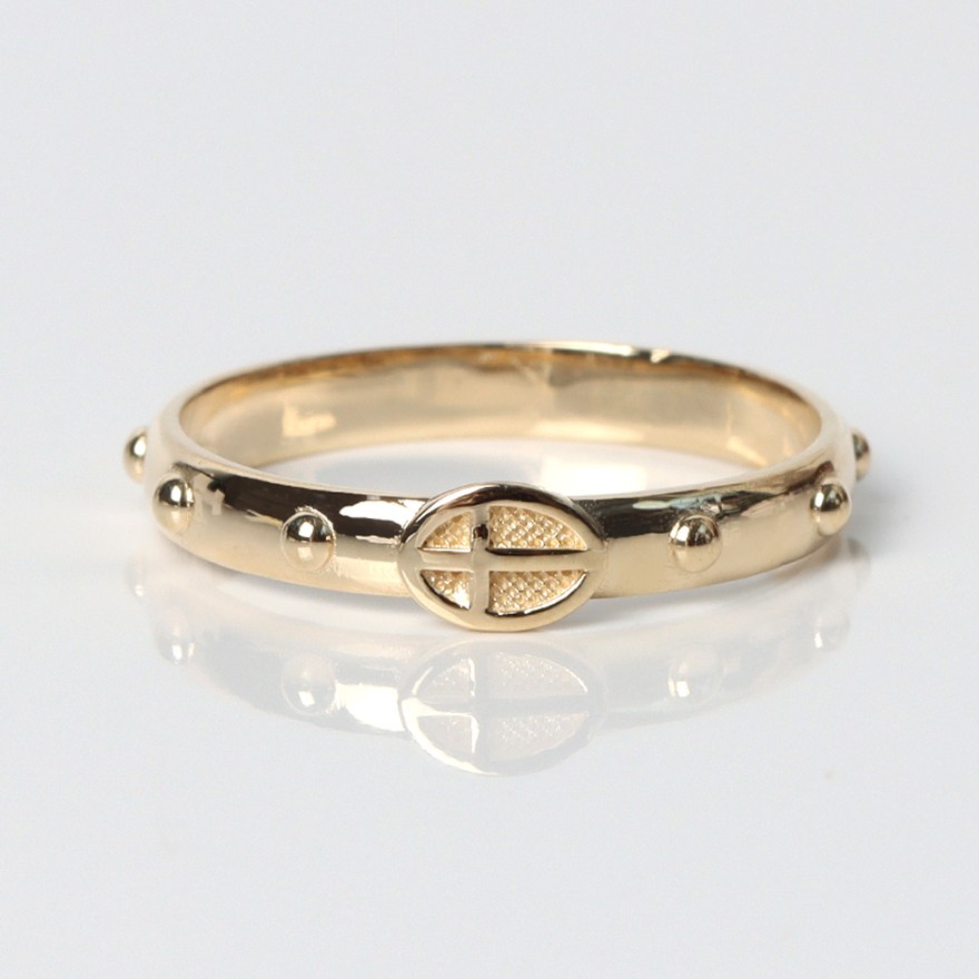 오로프 전체 14K 금 민묵주 0.5돈 카톨릭 천주교 십자가 종교 기도 묵주반지 (7호~25호 모든 사이즈 당일발송) 550,010원