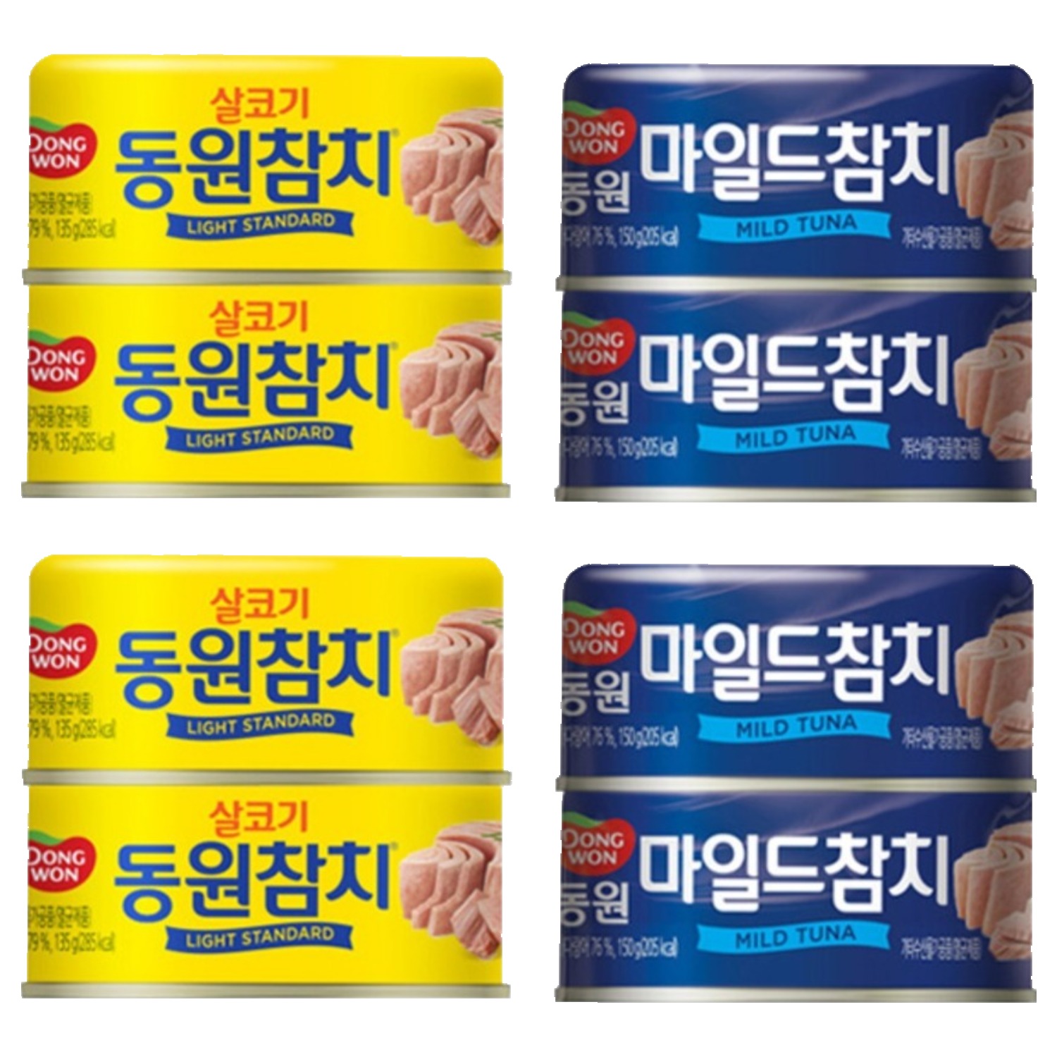동원 라이트스탠다드 참치 통조림 135g x 2p +마일드 참치 통조림150g x 2p 세트 10,450원
