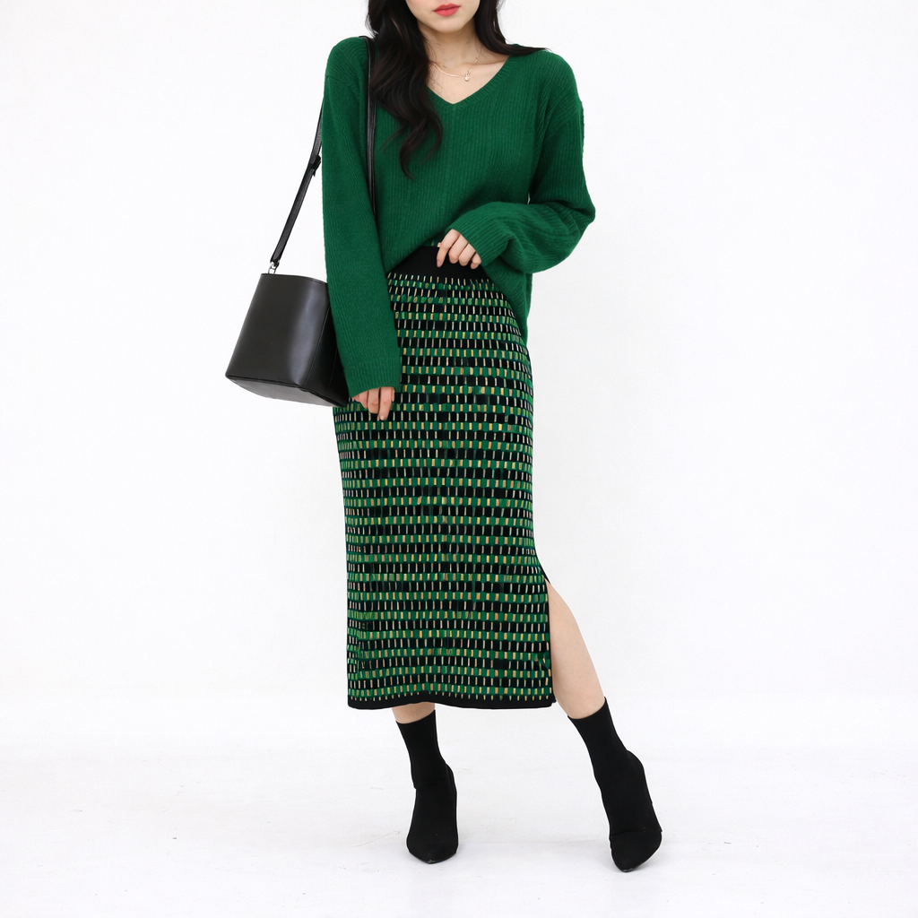 바바라보리스 유니크 니트 트임 H라인 롱스커트[국내제작/편한밴딩] 17,900원