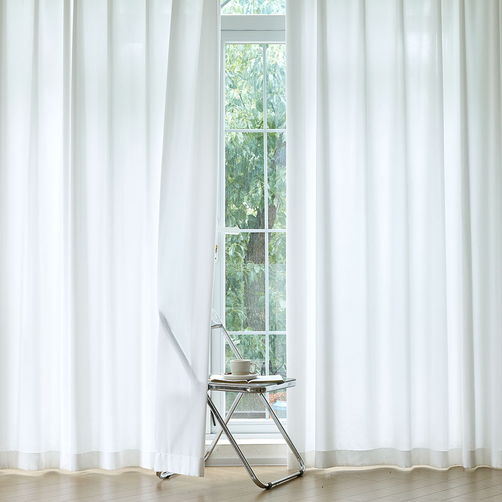 사라하우스 비침없는 밀크화이트 쉬폰 차르르 2배 나비주름형 커튼 27,900원