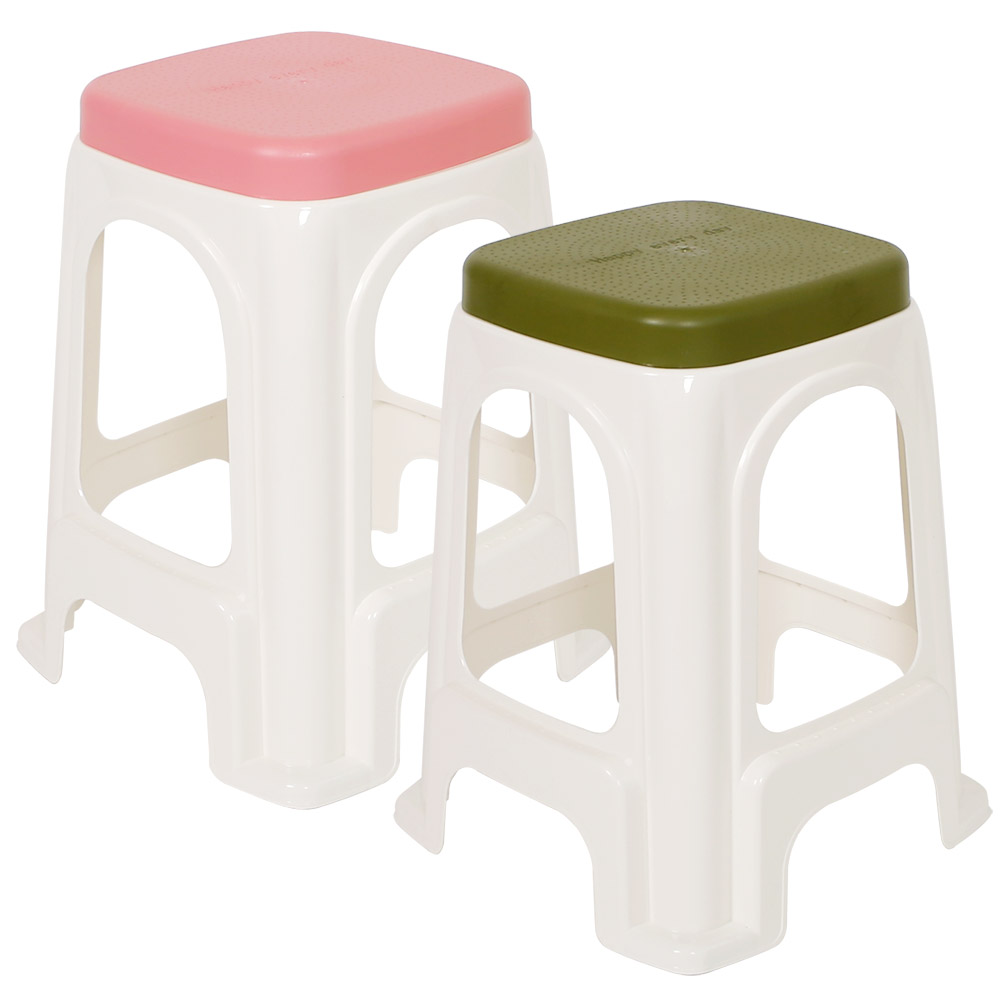 지오리빙 투톤 사각 의자 2p 스툴 욕실 간이의자 야외 베란다 플라스틱 11,600원