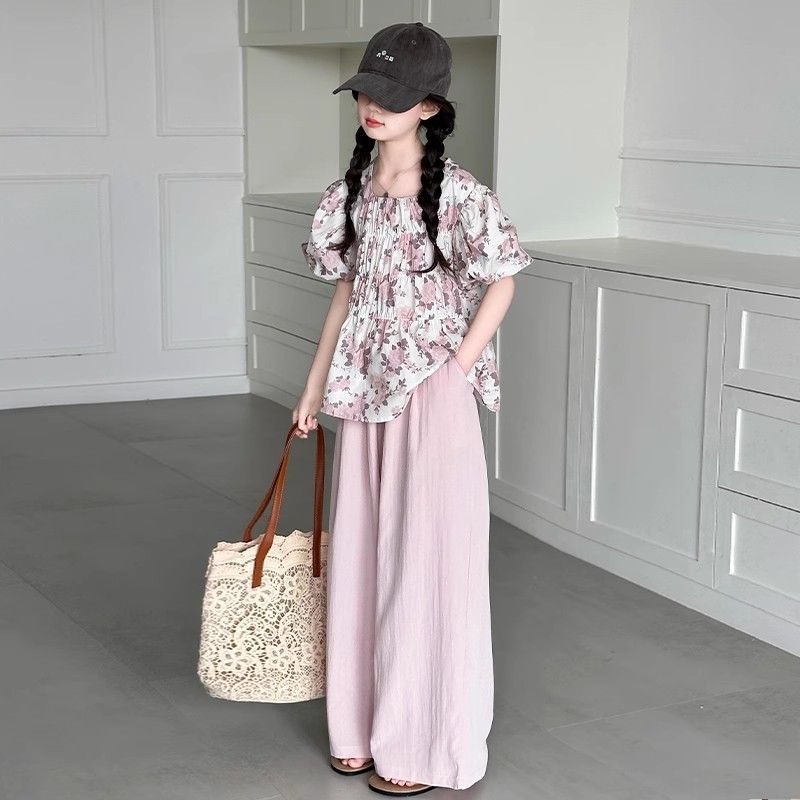 해피유통어린이 여름 꽃무늬 탑과 넉넉한 바지 패셔너블 세트14세 이상XG03 19,850원