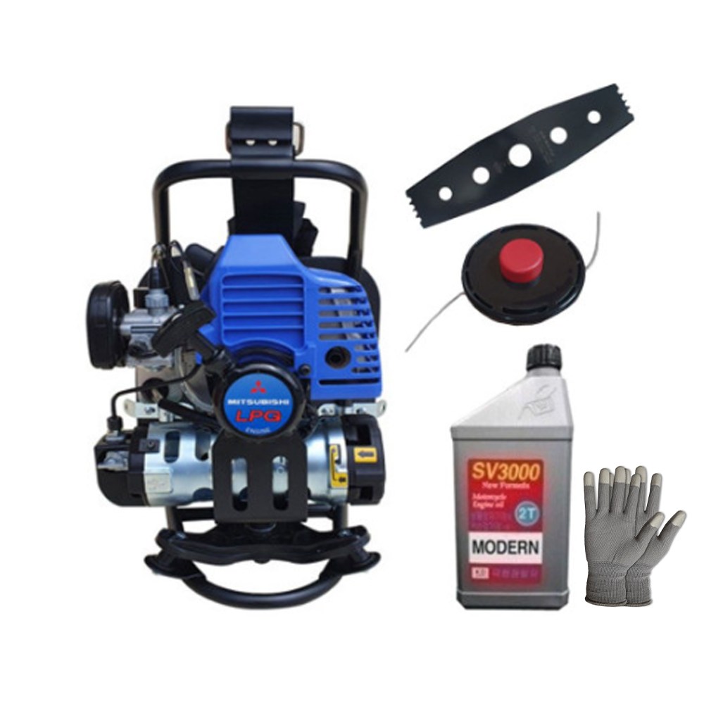 미쯔비시 메이키 가스예초기 TLG231BS 북성 부탄가스 배부식 국산 작업대 일본 엔진 예초기 줄날 2행정 오일 포함, 1개 384,600원