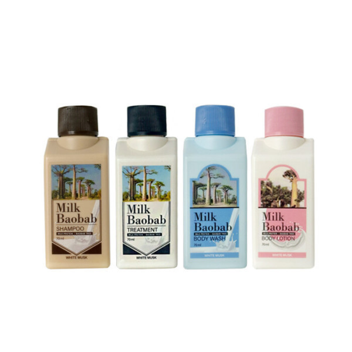 밀크바오밥 트래블키트 화이트머스크 4종 (샴푸+트리트먼트+바디워시+바디로션) 20,900원