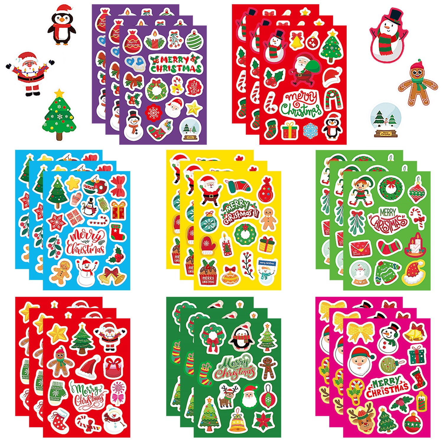 크리스마스 스티커 크리스마스 데코스티커 산타 트리 눈사람 사슴 스티커 크리스마스 포인트 스티커, 24매 10,900원