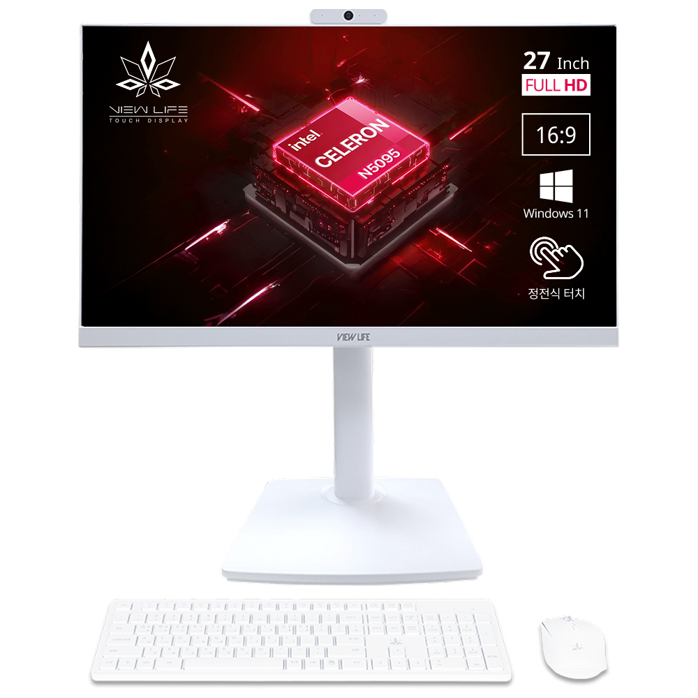 뷰라이프 27형 고급형 웹캠 일체형PC N5095 윈도우11포함 무선키보드마우스 마우스패드 증정, WIN11 Pro, 512GB, 8GB, 화이트, AP-T270C-N5(터치추가) 643,000원