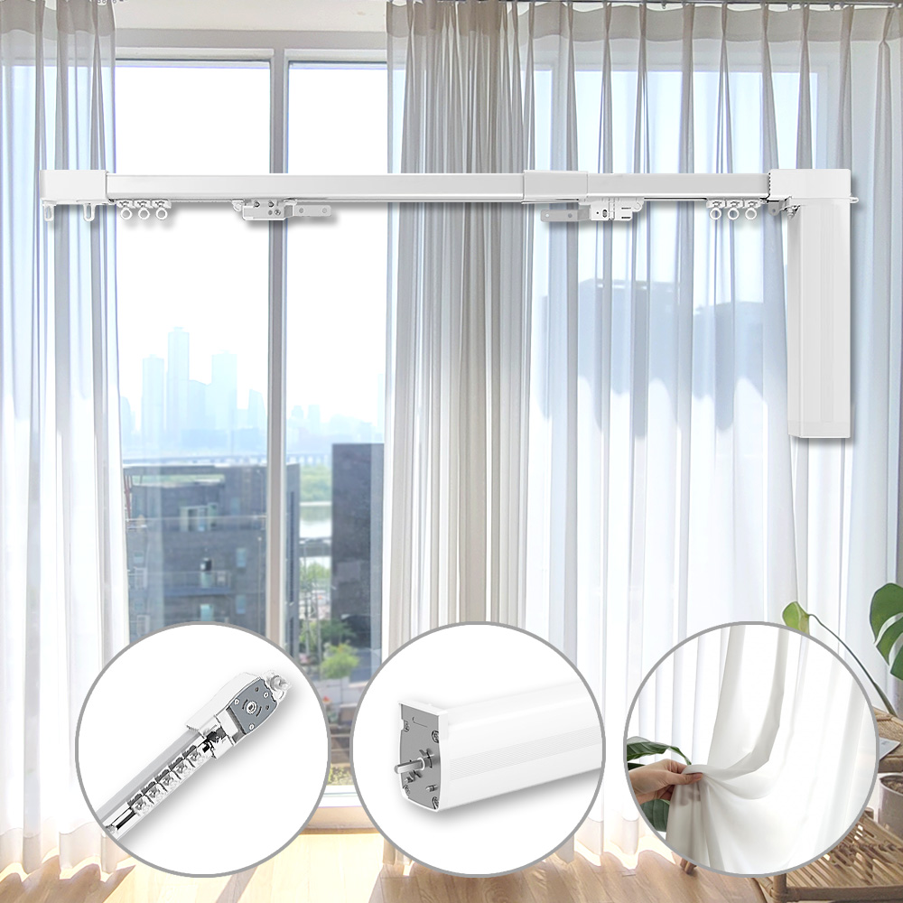 윈테리어 차르르 도톰 쉬폰커튼 + 길이조절 전동커튼 레일 + 모터 세트 방문설치 329,000원