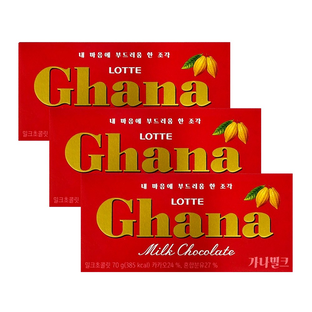 롯데 가나밀크 초콜릿, 70g, 3개 9,300원
