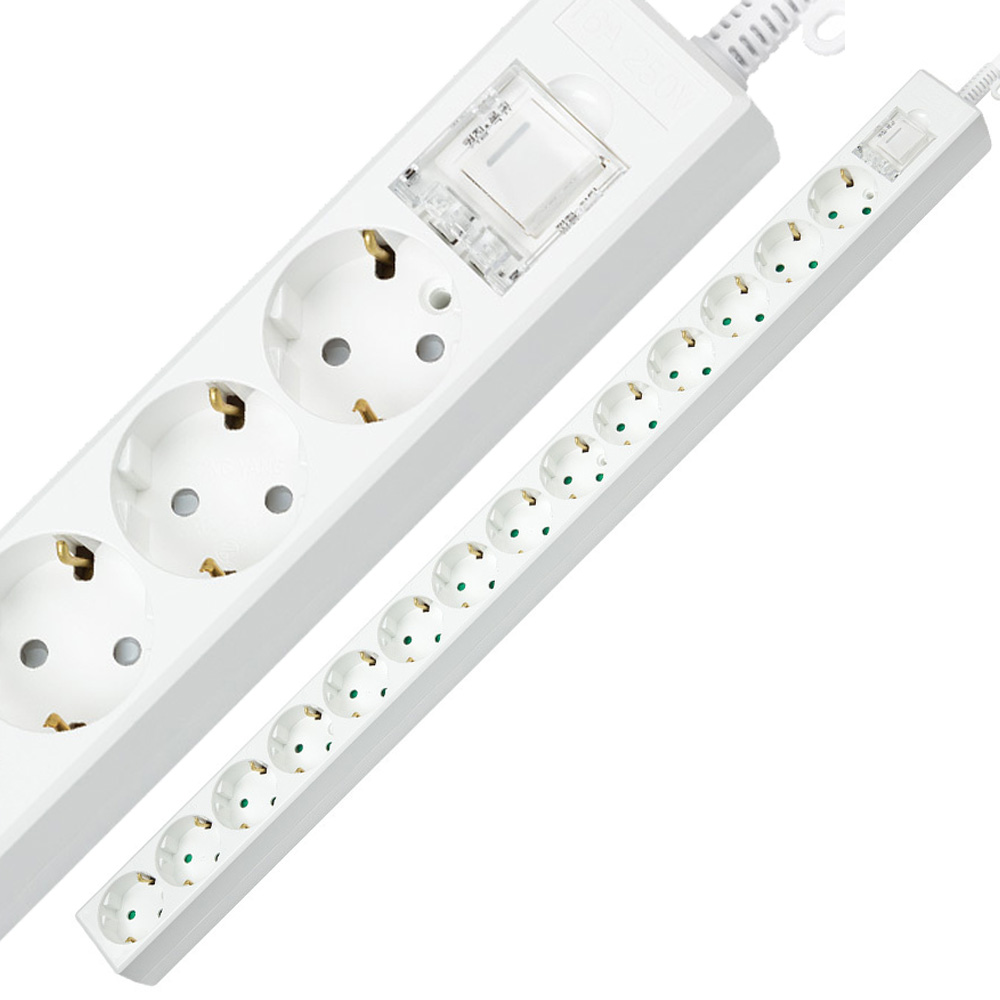 동양 국산 접지 멀티 콘센트 멀티탭 과부하차단 (16a) 14구, 1개, 화이트, 2.5m 27,800원