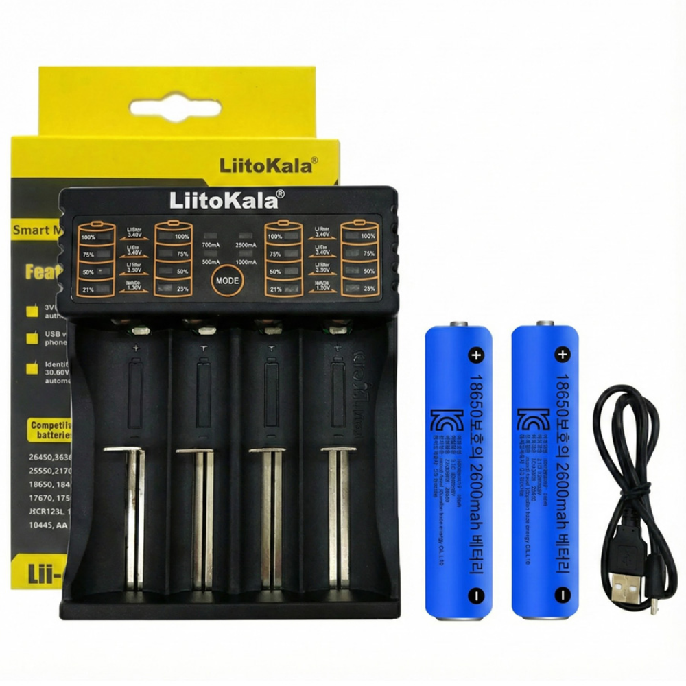 데일리프렌즈 충전기세트 4구 18650 리튬이온 배터리 2600mAh 2p, 1세트 15,900원