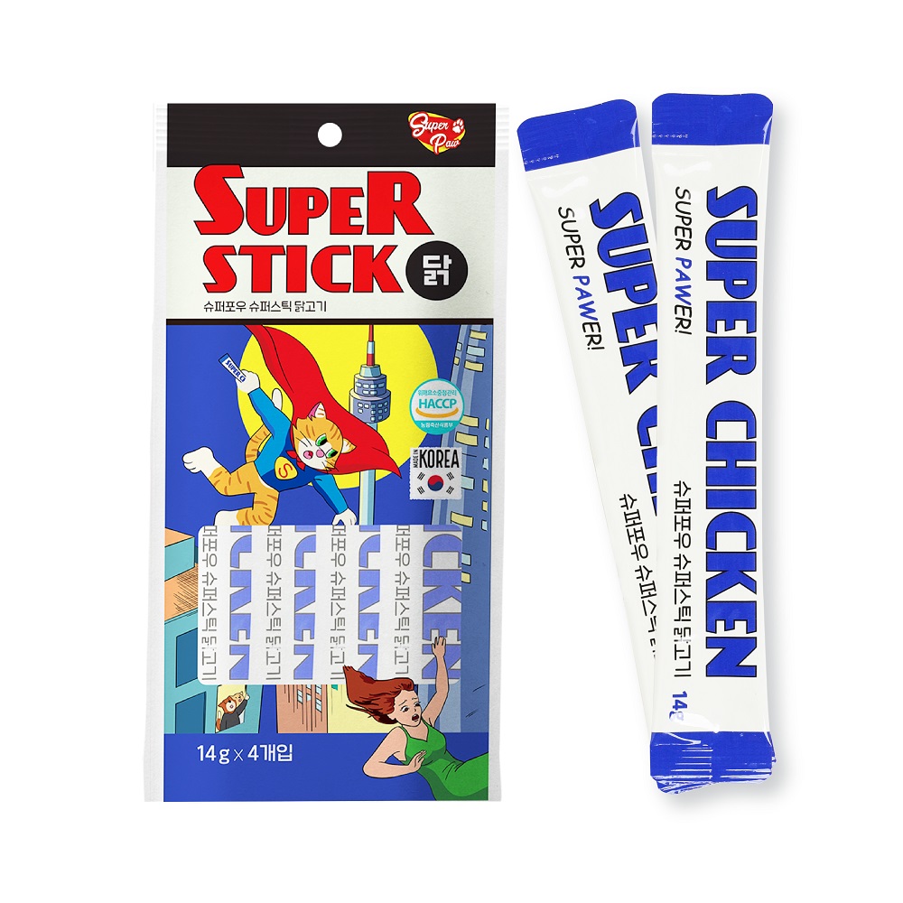 슈퍼포우 반려동물 슈퍼스틱 파우치 간식, 닭, 56g, 1개 3,040원