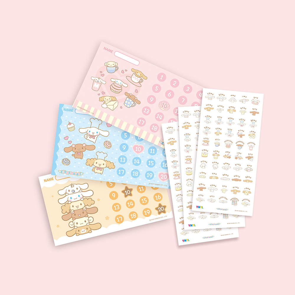 [산리오 정품] 영인터내셔널 시나모롤 칭찬스티커판+칭찬스티커 9매 세트 5,500원