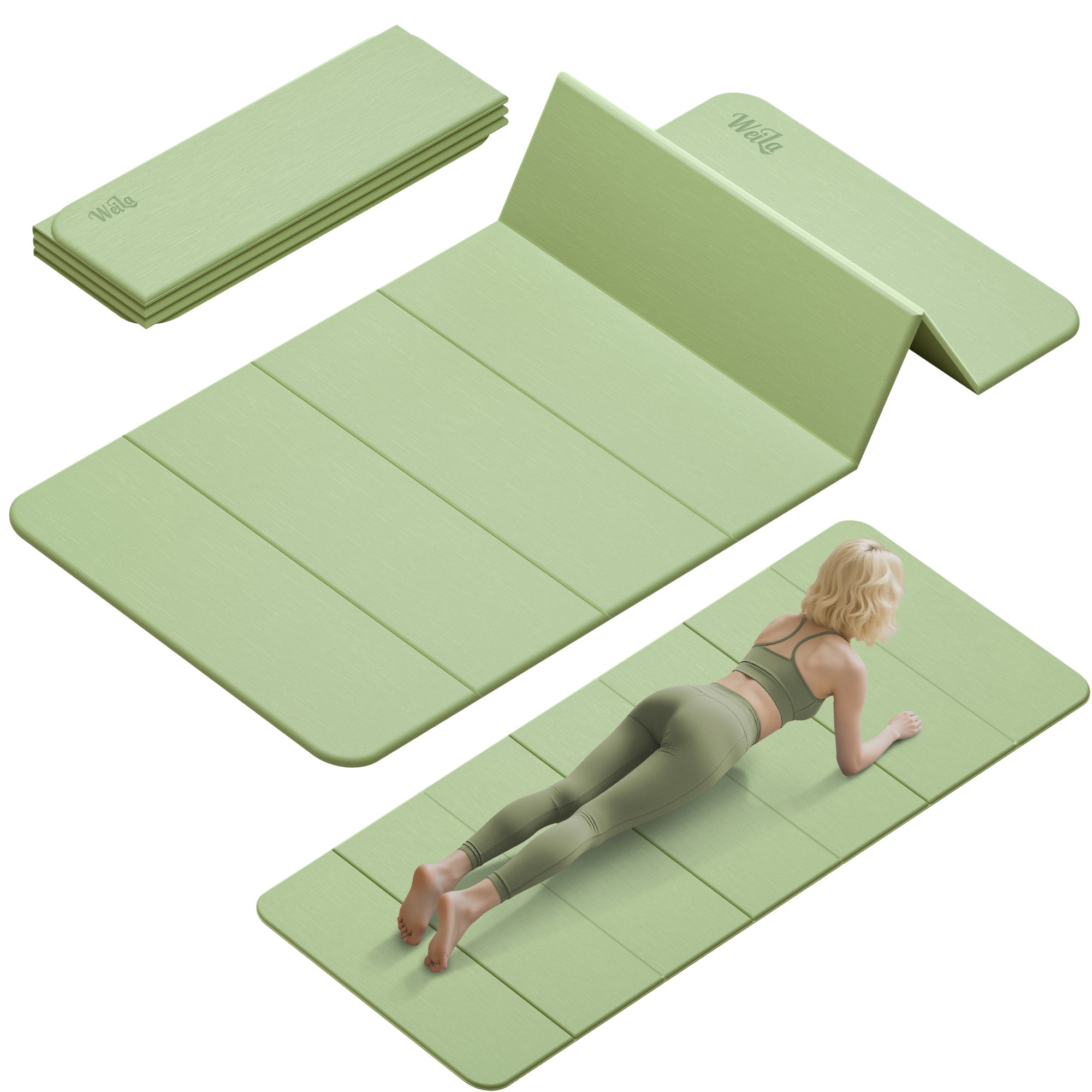 요가매트 접이식 미끄럼방지 TPE 80cm 와이드 휴대용 운동매트, 1개, 녹색, 현재가 64,000원